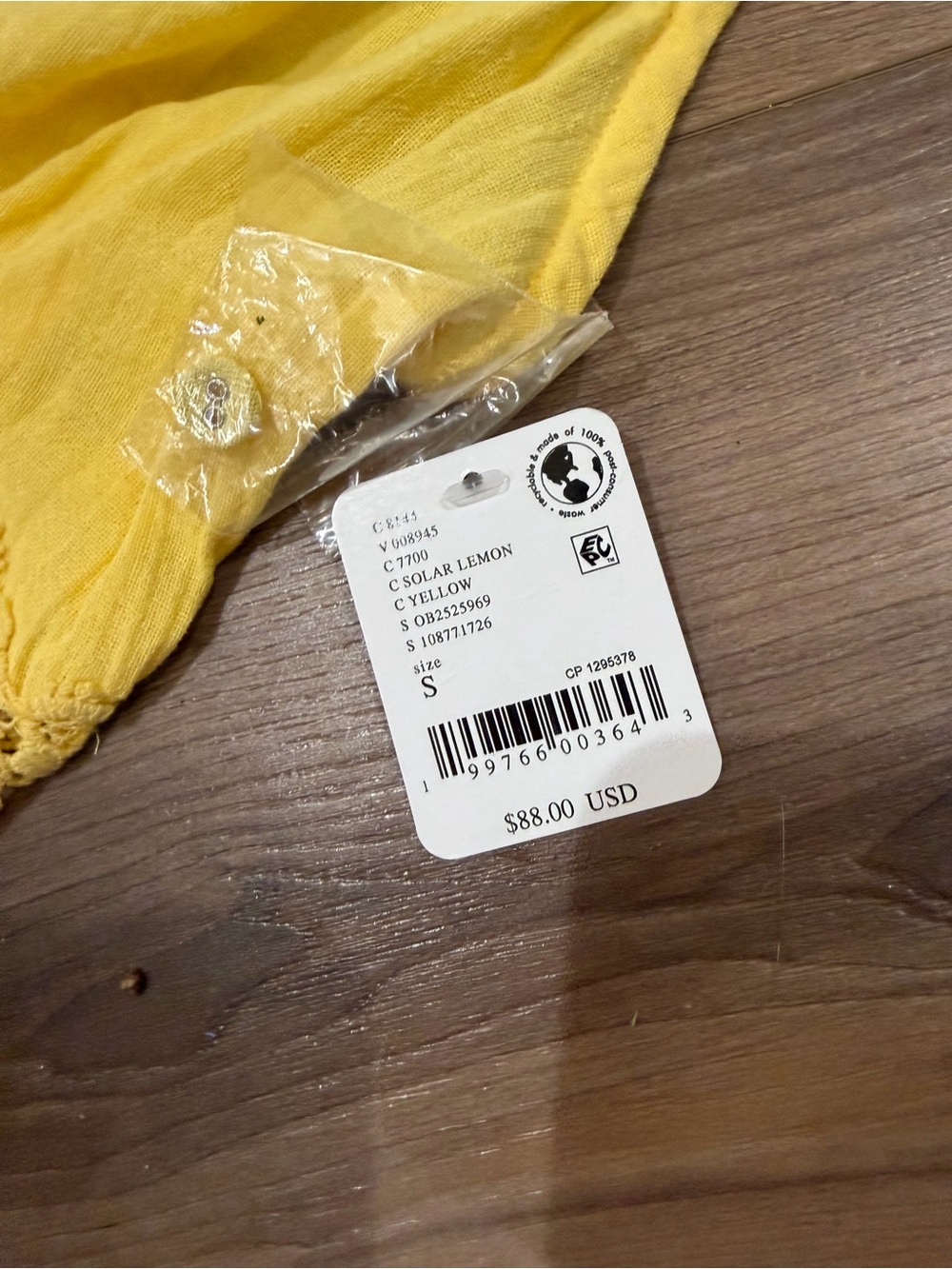Free People Norla Cotton Mini Dress Small S Solar Lemon Yellow NWT - Picture 7 of 7
